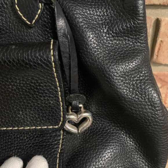 Brighton Pebbled Leather Women's Large Black Shoulder Satchel Bag Purse GUC - Picture 5 of 16